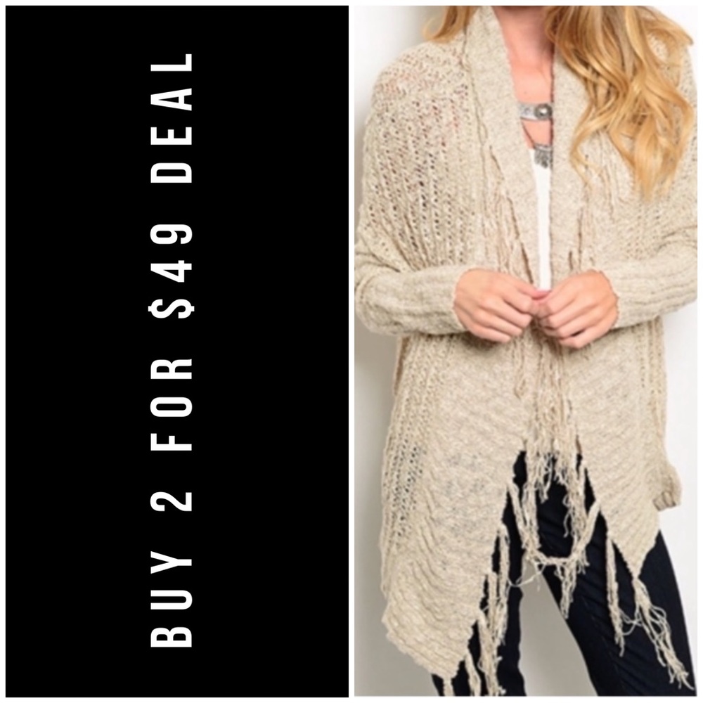 BOHO FRINGE LIGHT CARDIGAN - Picture 1 of 7